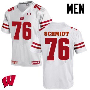 Men's Wisconsin Badgers NCAA #76 Logan Schmidt White Authentic Under Armour Stitched College Football Jersey CY31T57HT